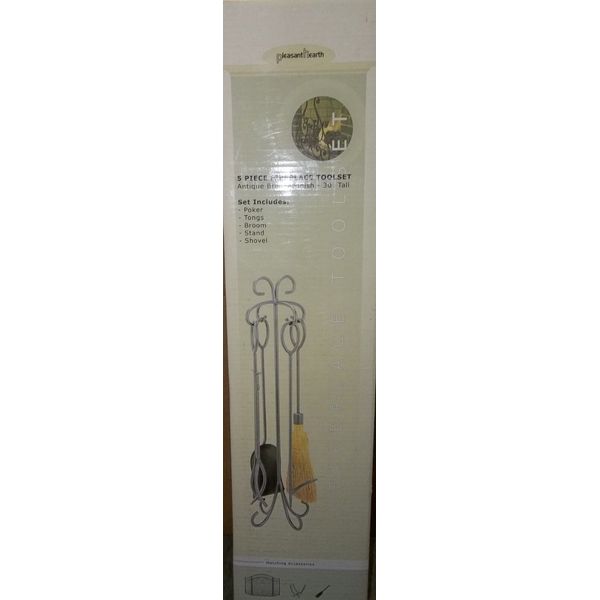 5 PC FIREPLACE TOOLSET, PLEASANT HEARTH 14098 ANTIQUE BRONZE 30" TALL