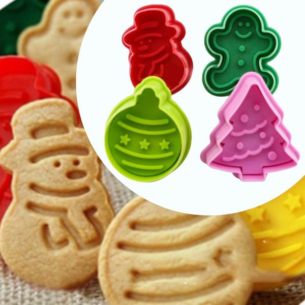 Itian Set di 4 Stampi per Biscotti Formina per Biscotti di Natale, Cookie Cutter in Plastica