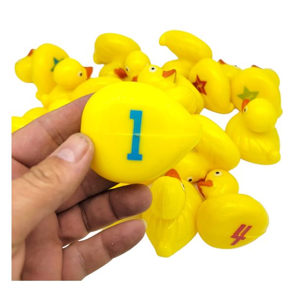 Floating Weighted Matching Game Duckies (20 Pack) Plastic Yellow Duck Pond Floater. (2.75") Fun Bath Tub Pool Play Toy. (Matching Game (20 Pcs))