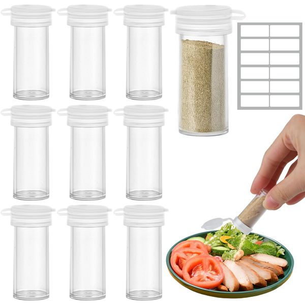 10er Set Mini Salzstreuer für Unterwegs, Extra kleine Salzstreuer für unterwegs, Camping, Brotdose und Bento-Box（9ml-aus Acryl）