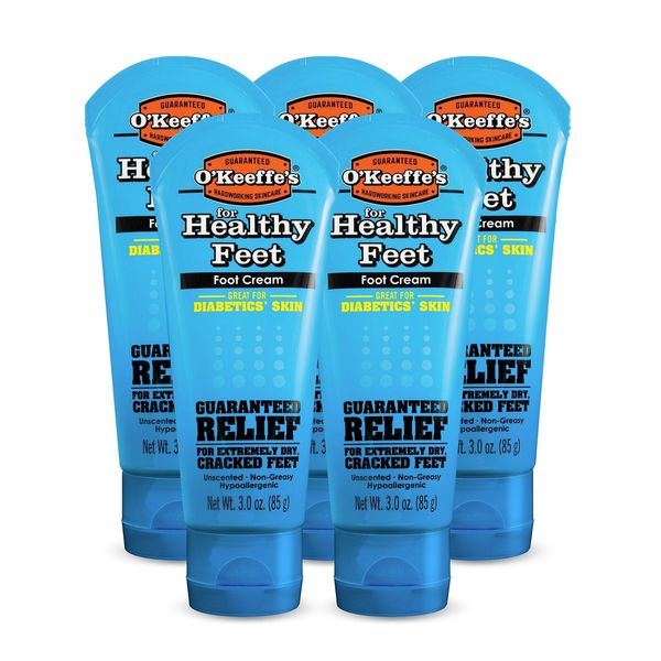 O'Keeffe's Healthy Feet Foot Cream, 3 ounce Tube, (Pack of 5)