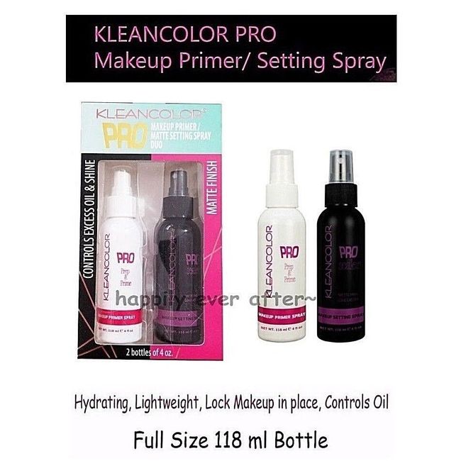 KLEANCOLOR PRO PRIMER & SETTING SPRAY DUO - Full Size, NEW! Fast Ship!!