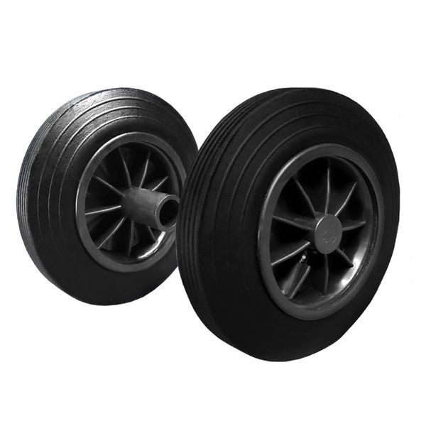 Wheelie Bin Wheel Replacement Wheels 200mm Nose Wheel for Domestic Bins Set Consists of 2 Wheels - Rubber Wheels - Black