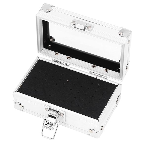 Nail Drill Bit Holder Storage Box, Nail Bit Holder Dustproof Nail Bit Organizer Container Multi-Hole Nail Drill Grinding Bit Stand Display Case Nail Drill Holder for Nail Art (Silver)