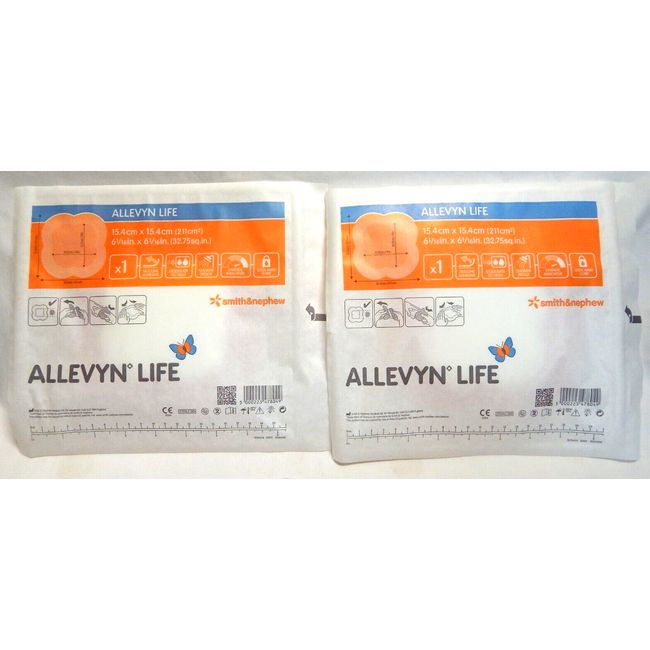 X2 Allevyn Life  6" x 6"  Silicone Gel Foam Dressing Bandage First Aid Medical