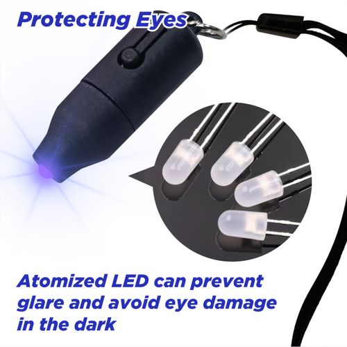 tismilek 2 Pack Mini Eye-Protecting UV LED Keychain Flashlight with Wrist Strap, Small Black Light Pen for Detections, Mini UV Light for Gel Nails, Samll Blacklight Pen