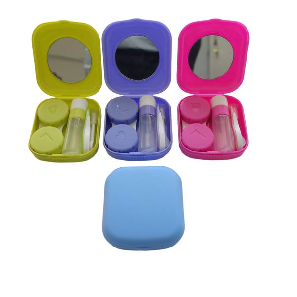 Erewa 4 Pack Colorful Contact Lens Case Kit with Mirror Durable, Compact, Portable Soak Storage Kit