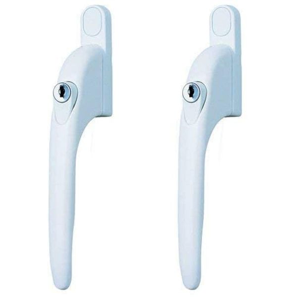 Yale Universal Window Handles, Can be Used on Left and Right Handed Windows, Fits All Concealed Espagnolette and Shoor Bolt Locking Systems with 7 mm Diameter Spindle, White, Pack of 2