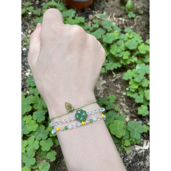 Lucky bracelet four leaf clover couple friendship birthday mother gift passing good luck wish gemstone bead bracelet