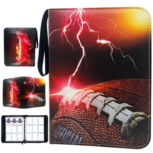 Football Card Binder with Sleeves, 900 Pockets Trading Card Holder Protectors Albums, Card Storage Organizer Case Compatible with football Card and Other Sports Cards