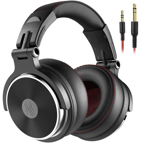 OneOdio Pro 50 High Resolution Headphones Wired 50mm Driver Professional Monitor Headphones for DJ Sealed Studio Instrument Practice Mixing Watching TV Watching Movies Black