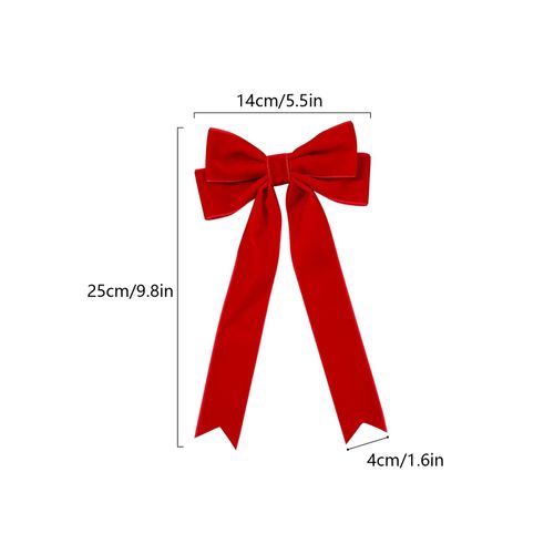 2Pcs Velvet Hair Bows for Women, Red Bow Hair Clips with Long Ribbon Alligator Clips Christmas Hair Accessories for Women Girls(Black, Red)