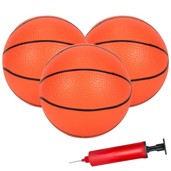 Hymaz Mini Basketballs, 3 Pack 8 Inch Basketball Set with Pump- Classics Colors Small Basketball for Kids Toddlers Indoor Mini Basketball Hoop, Outdoor, Pool Parties, Small Hoops Games