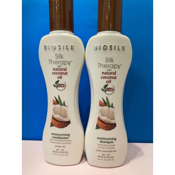 Biosilk Silk Therapy Coconut Oil Moisturizing Shampoo & Conditioner 5.64 Sealed