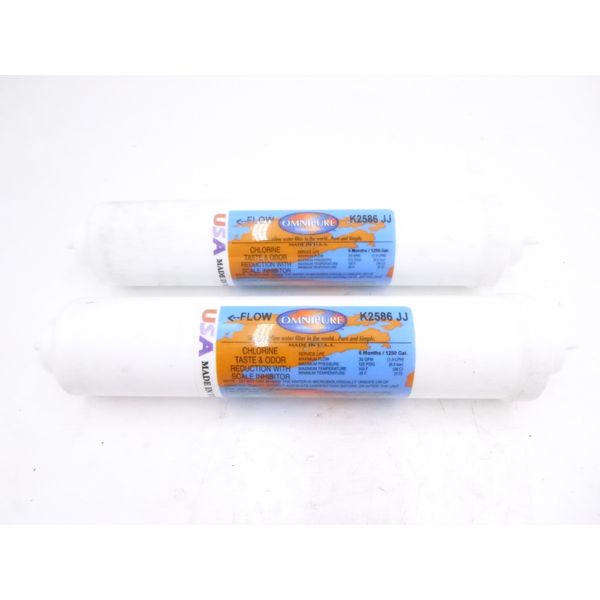 2 Pack Omnipure K2586JJ GAC Phosphate Inline Water Filter 10" x 2"