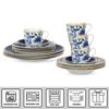 20pc Melodie de Fleurs Bone China Dinner Tea Set Porcelain Dinnerware Blue Plate