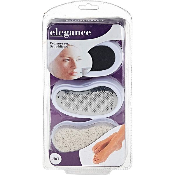 Elegance 3 in 1 Pedicure Set,Emery Smoother Callus Remover Pumice Stone Buffer