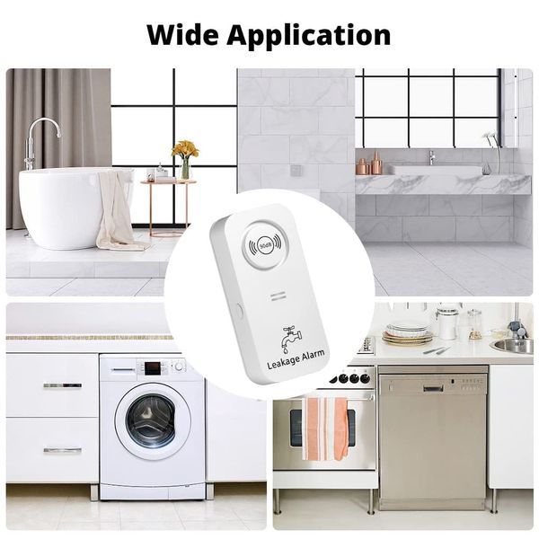 Water Leak Detector, 2 Pack TOWODE 90dB Water Detector and Water Level Sensor Alarms Use for Your Bathroom, Laundry Room, Kitchen