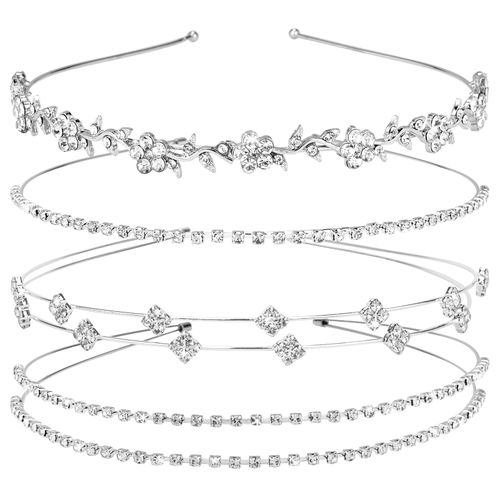 Bridal Headband 4 Pieces Rhinestone Headbands Crystal Flower Girl Leaves Crown Jaciya Head Band Tiara Wedding Hair Accessories