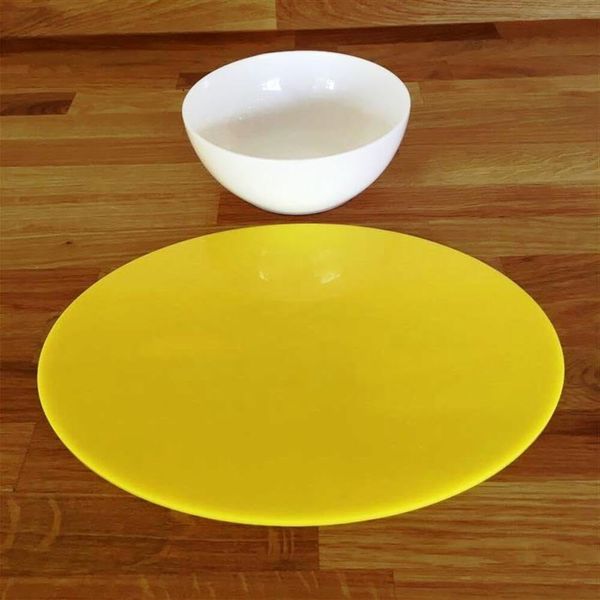 Oval Placemat Set - Gloss Yellow 2 Placemats Large 58cm x 38cm