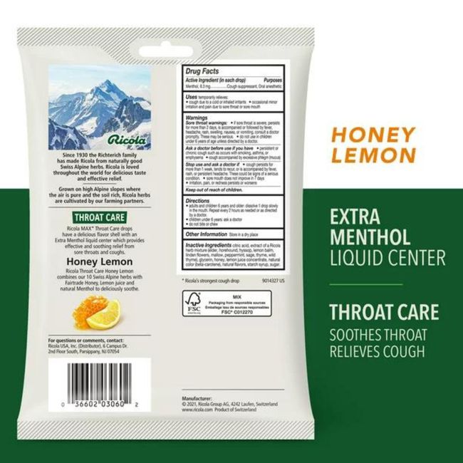 Ricola Dual Action Drops Honey-Lemon - 19 ct 