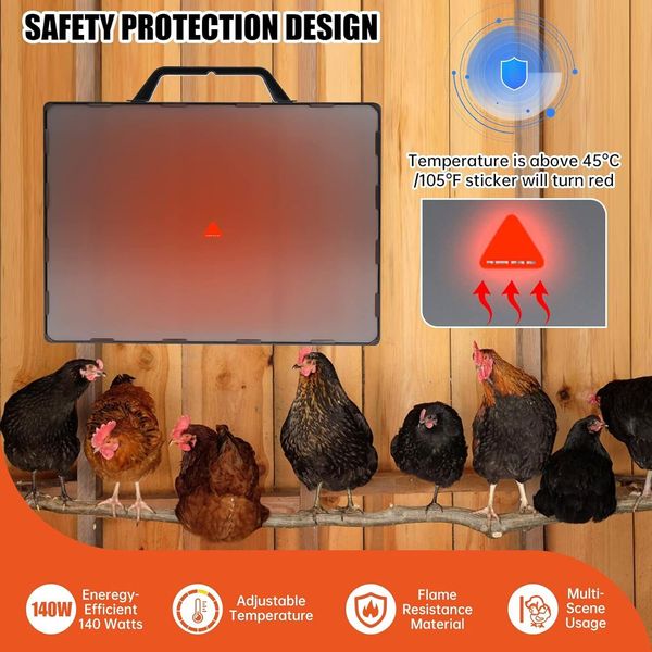 Fitinhot Chicken Coop Heater 140W Radiant Space Heat Flat Panel for Chick Pets