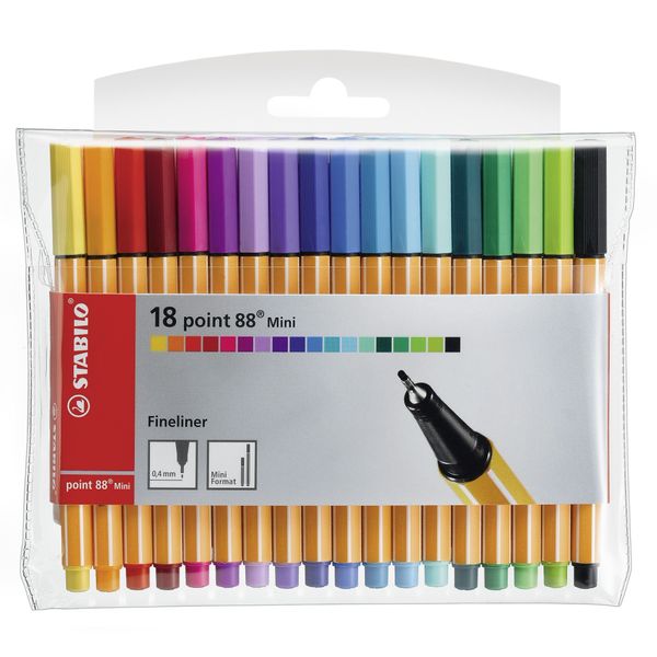 STABILO Fineliner point 88 Mini - Pack of 18 - Assorted colours