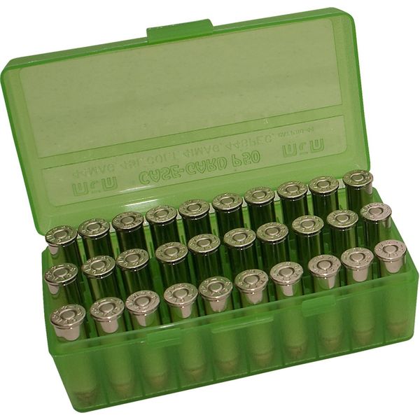 MTM 50 Round Flip-Top Ammo Box 38/357 Cal (Clear Green)
