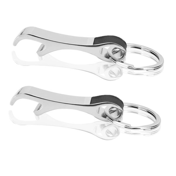 Zinc Alloy Bottle Opener Key Chain Pack - Robust Pendant, Practical Gift - Silver