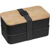 Große Brotdose / Lunchbox / 2-stöckig / mit Besteck / Farbe: schwarz