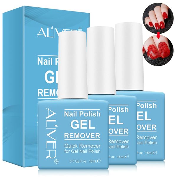 IFUDOIT Gel Nail Polish Remover 3 pack, Professional Nail Polish Remover, Easily & Quickly Remove Soak Off Gel Polish in 3-5 Minutes, Doesn't Hurt Nails, Blue