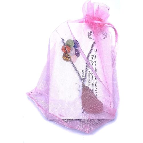 TENET - Pendant with real mineral hard stone and stainless steel chain, Stainless Steel