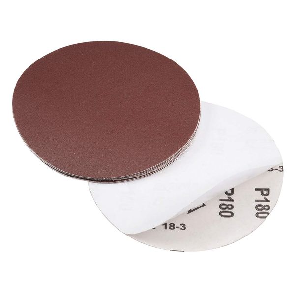 sourcing map 6" PSA Sanding Discs 180 Grit Self Stick Aluminum Oxide Sandpaper for Random Orbital Sander Wood Metal Auto Dry Polishing 10pcs