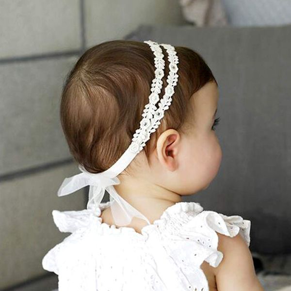 Fashband Baby Mädchen Stirnbänder elastische Doppelspitze Blume Stirnband weichen Bogen Headwrap Haarschmuck für Mädchen