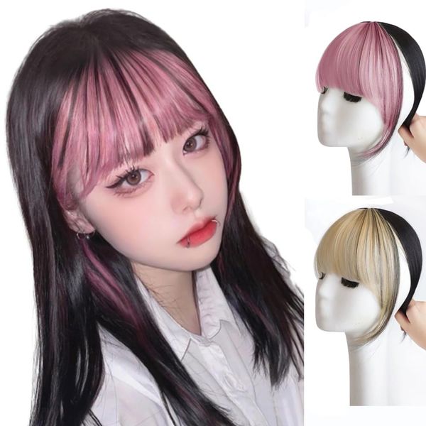 3D structure colorful bangs wig extension one touch point wig (Pink)