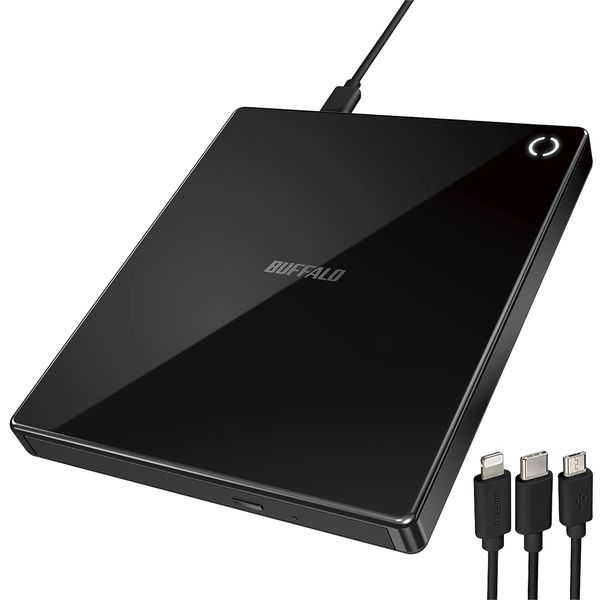 Buffalo RR-C1-BK/N iPhone Smartphone CD Recorder, Language, Learning Player, No Computer Required, Cable Model (Compatible with IOS / Android/iPad/Walkman (Android Model) / Fire Tablet, Black