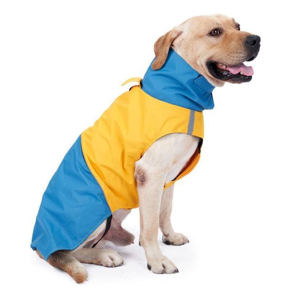 Colorblock Reflective Dog Raincoat - Waterproof Pet Jacket - Blue Yellow / Xs