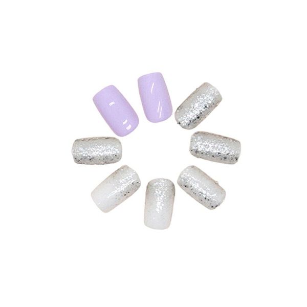 Press On Nails Medium Square Reusable Nail Tips Nails Glue Gel Fake Glitter