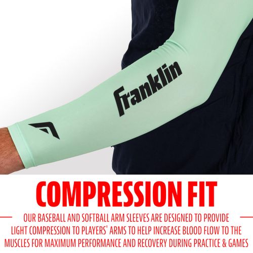 Franklin Sports Baseball Arm Sleeves - Baseball + Softball Arm Compression Sleeves for Men + Women - Adult Pair - Mint - Adult XXL/XXXL