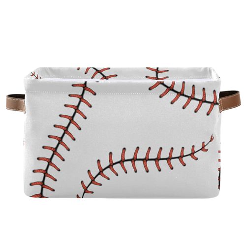 HUXINO Storage Basket Cube, Sports Baseball Stitches Laces Large Storage Bin Box Collapsible Clothes Toys Organizer Laundry Basket for Shelves Closet Kids Nursery Bedroom, 1 Pack