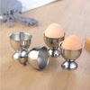REOVE Egg Cups Set Stainless Steel Soft Boiled Egg Cups Holder Stand Egg Cup Tray Include 4 Eggs Kitchen (Silver)
