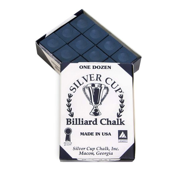 SILVER CUP Billiard CHALK - ONE DOZEN (Navy)