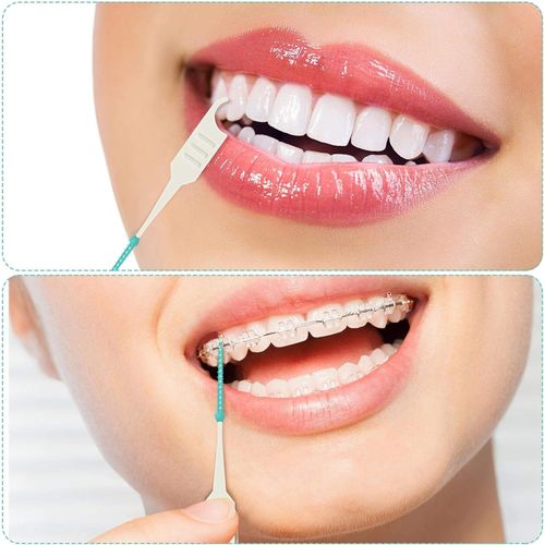 220 Pcs Interdental Brushes, Silicone Dental Picks Green Tooth Floss Picks for Braces Oral Cleaning,Teeth Cleaning and Gum Health, Disposable Interdental Brushes with Convenient Carry Case