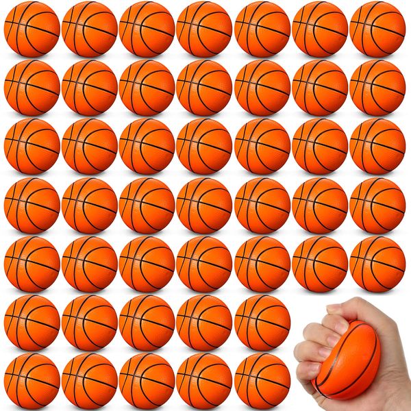 Sumind 48 Pcs 2.5 Inch Mini Basketball Stress Balls Mini Basketball Party Favor Mini Foam Basketball Squeeze Sports Ball for Stress Pressure Anxiety Relief School Classroom Reward Party Gifts