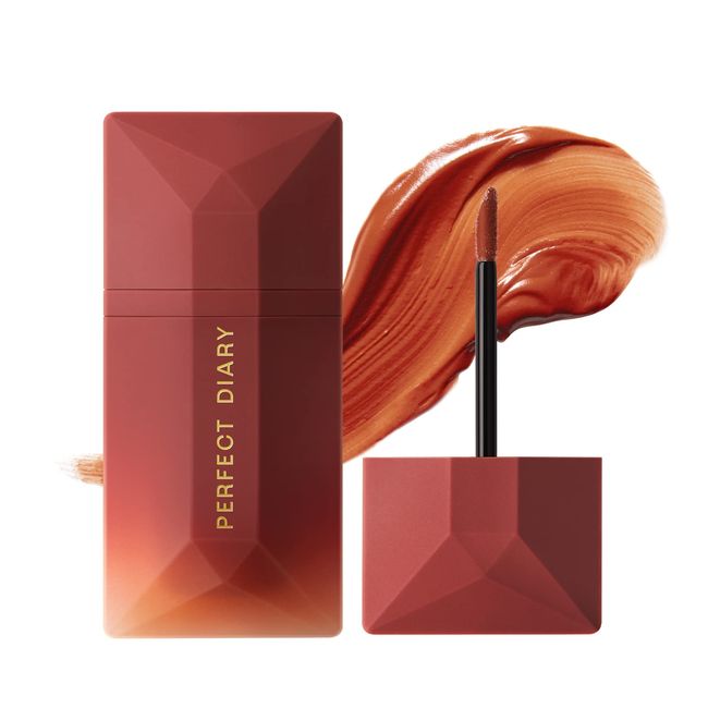 PERFECT DIARY #025 READ ME Lip Tint, Velvet Mat, Red Fox, Yebe, Bourbet, Lipstick, Won't Fall Off, Colored, Red Brown, Lipstick, High Color, Healthy, 0.1 oz (4 g)