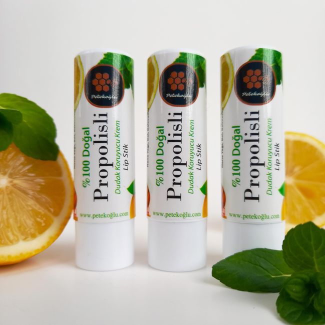 Petekoğlu 3 Adet Dudak Kremi Propolis Bal Nane Limon Aynısefa Shea Hindistan Cevizi Üzüm Çekirdeği Yağları Balmumu Lipstick Balm Doğal