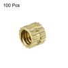 TOP-VIGOR 100Pcs Threaded Insert Knurled Nuts, M4 x 4mm x 5mm OD Brass Female Thread Knurled Nuts, Embedment Nut Insert for 3D Printer