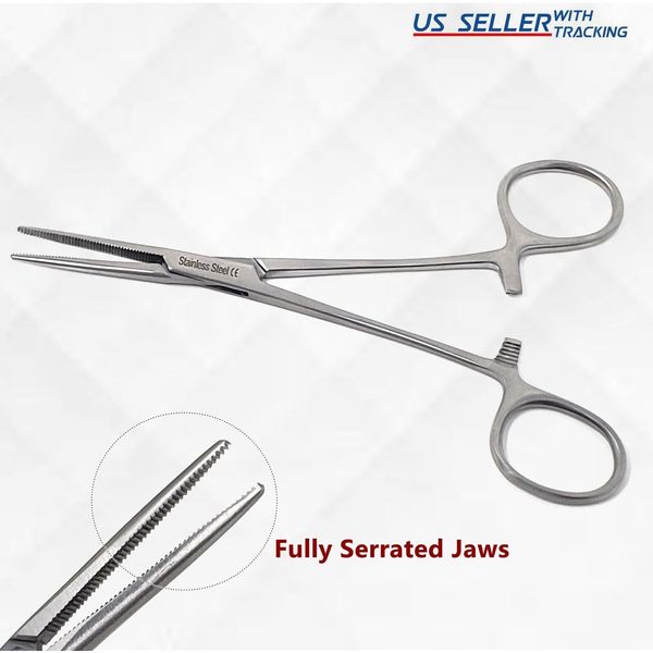 HIGH QUALITY STAINLESS STEEL CRILE HEMOSTAT FORCEPS STRAIGHT SERRATED TIP 5.5"