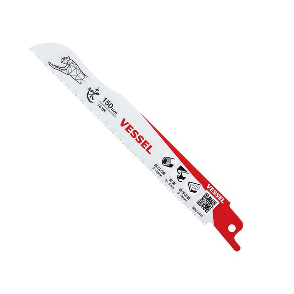 VESSEL SBC-1415-1 Saber Saw Blade Cheetah Metal For Ironworking, Blade Thickness: 0.03 inches (0.9 mm), Total Length: 5.9 inches (150 mm)