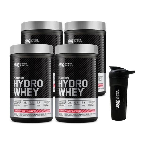 [+Shaker] Optimum Nutrition Platinum Hydro Whey 800g Strawberry 4 Pack / Hydrolyzed Whey Protein Isolate